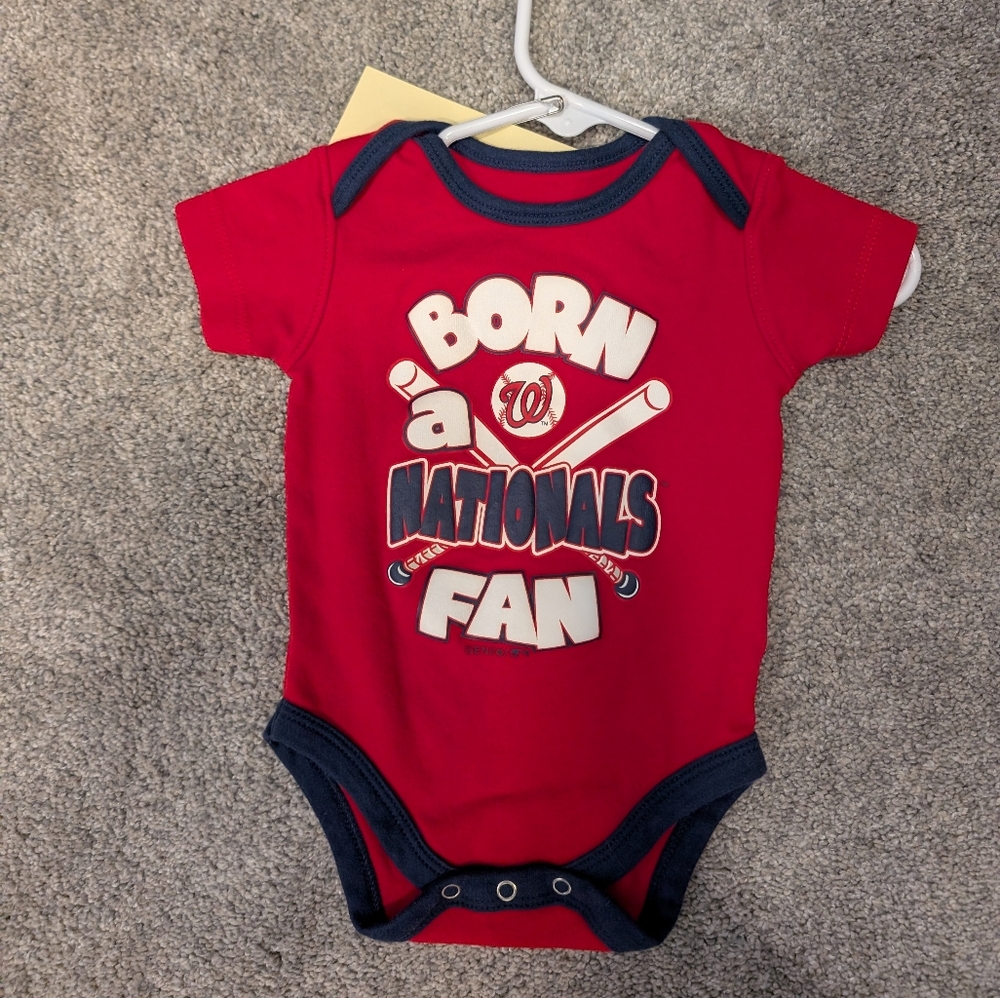 Genuine Merchandise Red & Navy "Born a Nationals Fan" Baby One-Piece